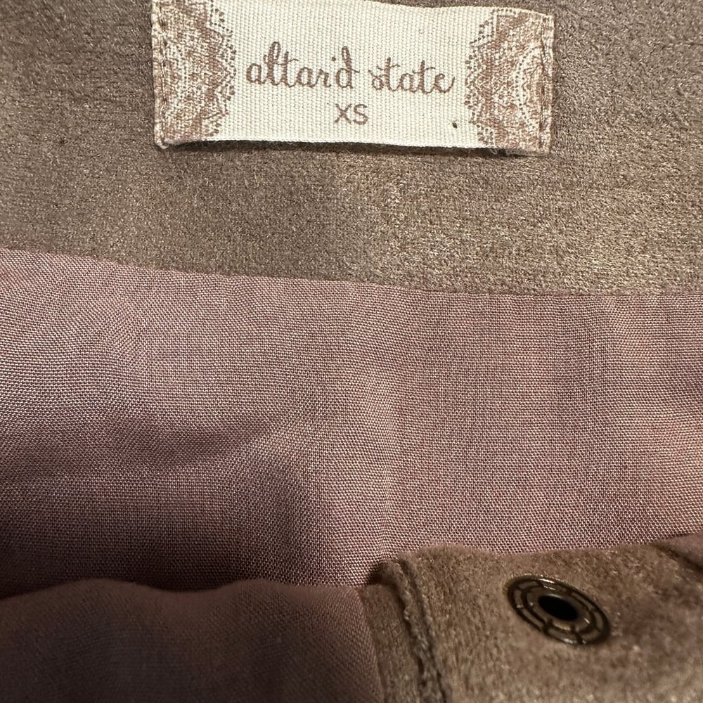 Altar'd‎ State XS Faux Suede Snap Front A-Line Mini Skirt Tan Brown Boho - Picture 5 of 7
